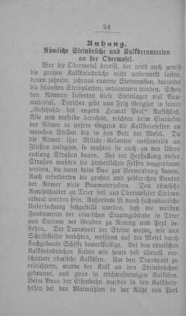 Römische Steinbrüche und Kalkbrennereien an der Obermosel.