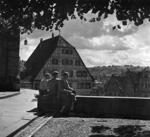 Schwäbisch Hall, Am Markt. Aussichtspunkt an der Kirche