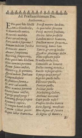 Ad Praestantissimum Dn. Authorem.