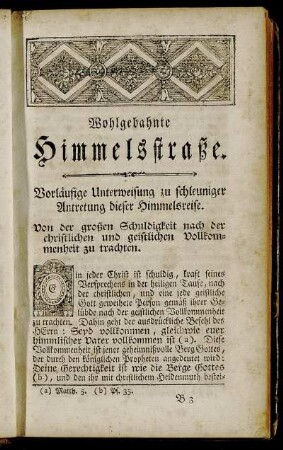 Vorläufige Unterweisung zu schleuniger Antretung dieser Himmelsreise.