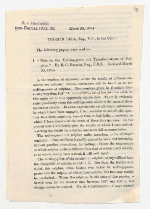 Note on the Melting-point and Transformations of Sulphur