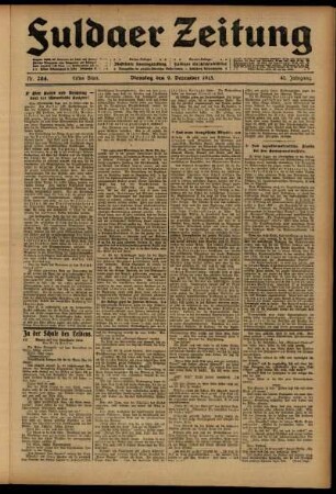 Erste Ausgabe vom Dienstag, den 09. Dezember 1913.