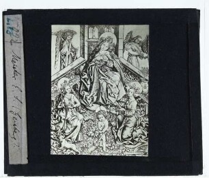 Meister E. S., Madonna mit spielendem Kind, Margaretha und Katherina (L. 83) (Stich) : Kupferstich