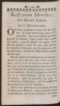 Reflexions Morales, sur divers sujets