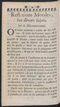 Reflexions Morales, sur divers sujets