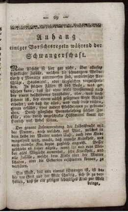Anhang einiger Vorsichtsregeln während der Schwangerschaft
