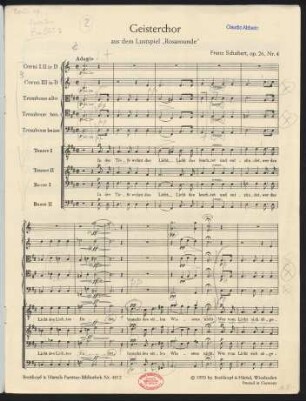 Geisterchor aus dem Lustspiel "Rosamunde" : op. 26, Nr. 4