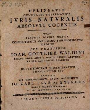 Delineatio generalis systematica iuris naturalis absoluti cogentis
