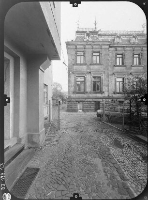 Löbau, Hartmannstraße 5. Villa Sanssouci (1889; B. F. Berthold). Teilansicht von Nordwest