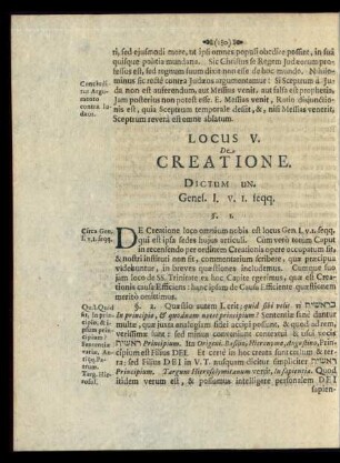 Locus V. De Creatione