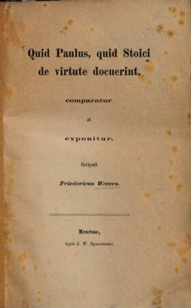 Quid Paulus, quid Stoici de virtute docuerint, comparatur et exponitur