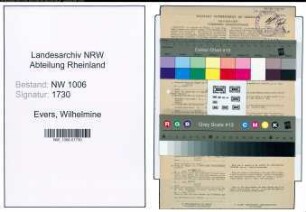 Entnazifizierung Wilhelmine Evers , geb. 17.03.1898 ()
