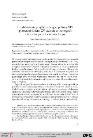 Przedstawienia przyłbic z drugiej połowy XIV i pierwszej ćwierci XV stulecia w ikonografii z terenów państwa krzyżackiego