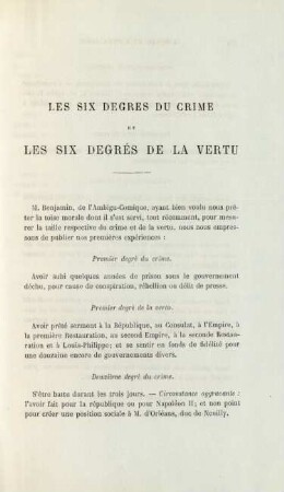 Les six degrés du crime et les six degrés de la vertu