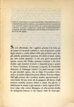 Intorno ad una nuova edizione di Erone Alessandrino articolo del Professore Giuseppe Cavaliere Spezi
