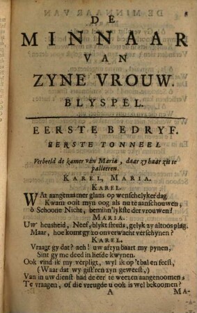 De Minnaar Van Zyne Vrouw : Blyspel