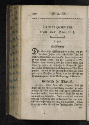 Geschichte der Dioptrik.