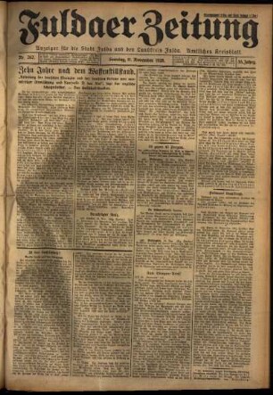 Erste Ausgabe vom Sonntag, den 11. November 1928.