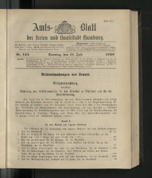 No. 144, 11. Juli 1920