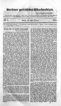 No 8, 22. Februar 1834