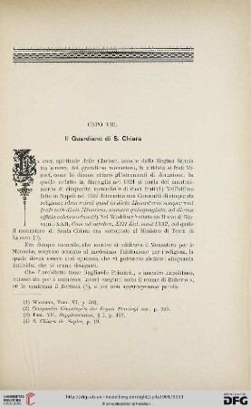Capo VIII: Il Guardiano di S. Chiara
