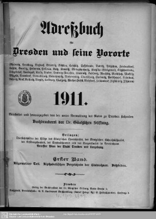 1911: Adreßbuch für Dresden und seine Vororte