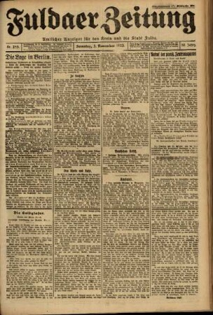 Ausgabe vom Samstag, den 03. November 1923.