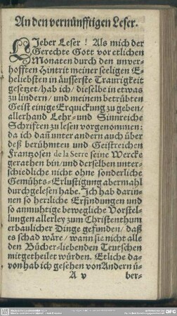An den vernünfftigen Leser