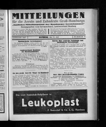 Jahrgang 1927, Hamburg, den 31. Juli, Nummer 31