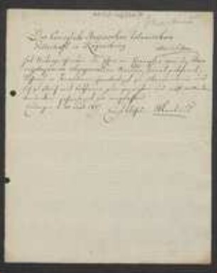 Brief von Ernst Wilhelm Martius an Regensburgische Botanische Gesellschaft