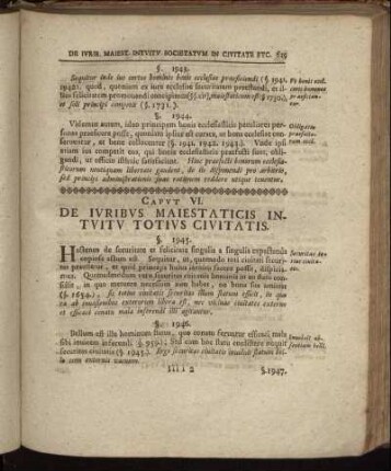 Caput VI. De Iuribus Maiestaticis Intuitu Totius Civitatis