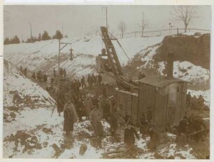 Foto eines Baggers beim Bahnbau Obermichelbach - Waldighofen