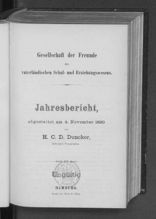 1890: Jahresbericht // Gesellschaft der Freunde des Vaterländischen Schul- und Erziehungswesens