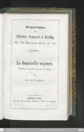 La demoiselle majeure : comédie-vaudeville en un acte