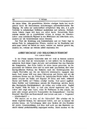 Arbeitsschule und Religionsunterricht