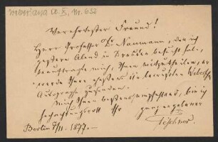 Brief an Friedrich Wilhelm Jähns : 07.11.1877