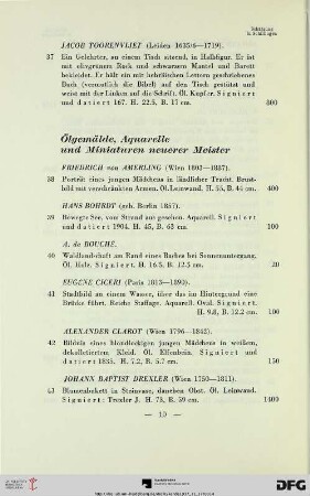 Ölgemälde, Aquarelle und Miniaturen neuerer Meister (Nr. 38-90)
