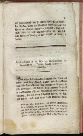 II. Ausschweifungen in der Liebe - Verschwendung der Zeugungskraft - Onanie, sowohl physische als moralische.