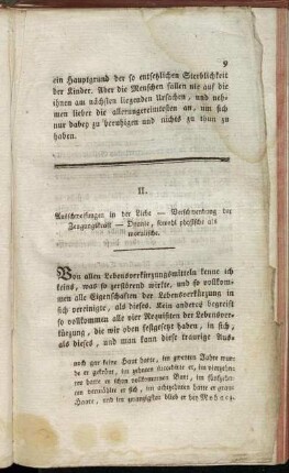 II. Ausschweifungen in der Liebe - Verschwendung der Zeugungskraft - Onanie, sowohl physische als moralische.
