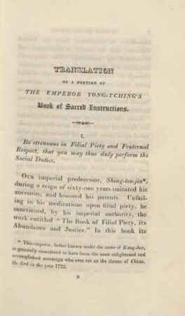 Translation of a portion of the emperor Yong-tching's Book of sacred instructions