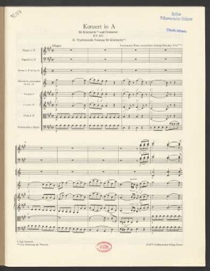 Konzert in A für Klarinette und Orchester : KV 622