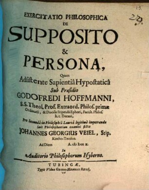 Exercitatio philos. de supposito et persona