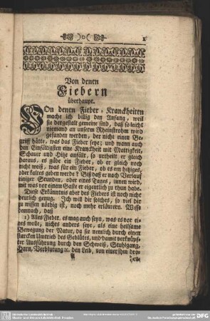 [I] Von denen Fiebern überhaupt