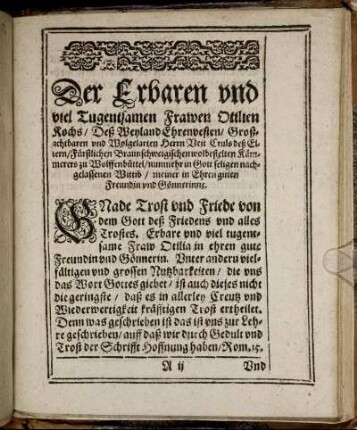 Der Erbaren und viel Tugentsamen Frawen Otilien Kochs/ [...]