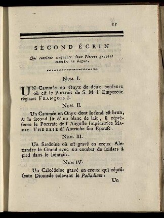 Sécond Écrin Qui contient cinquante deux Pierres gravées montées en bague