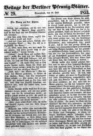 Beilage: No. 29, Sonnabend, den 16. Juli