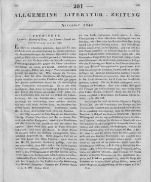 Arnold, T.: History of Rome. Vol. 1. Early history to the burning of Rome by the Gauls. London: 1838 (Fortsetzung von Nr. 200.)