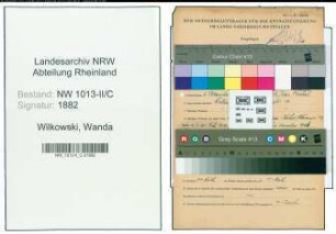Entnazifizierung Wanda Wilkowski , geb. 02.11.1898 (Wandergewerbe)