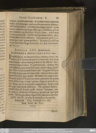 Epistola LXV. Mediolanum. Raphaeli Montorfano Suo.