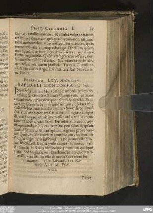 Epistola LXV. Mediolanum. Raphaeli Montorfano Suo.